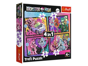 Пазл 4 в 1 Trefl Monster High Напряженный день