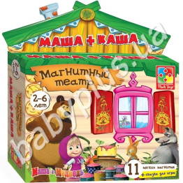 Игра настольная Магнитный театр, Маша и Медведь, Маша + Каша (рус)