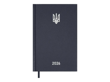 Щоденник датований на 2026 рік, A5, 320 аркушів, тверда бумвінілова обкладинка, синій