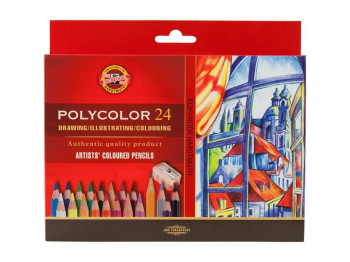 Карандаши цветные художественные POLYCOLOR 24 цвета. Koh-i-Noor 3834