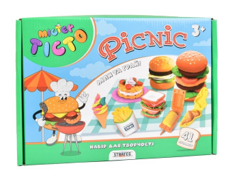 Набір для творчості тісто для ліплення Mister Tisto Picnic, з формами, Strateg
