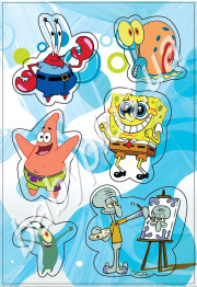 Магнит плоский Губка Боб 6 деталей, Vladi Toys