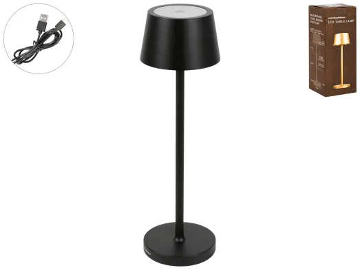 Настольная аккумуляторная лампа Modern, USB, 5200 мАч, 11×35,5 см, черный