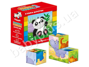 Деревянные кубики Зоопарк, Vladi Toys