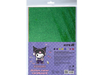 Картон кольоровий з гліттером А4 Kuromi 8 аркушів, 8 кольорів, Kite