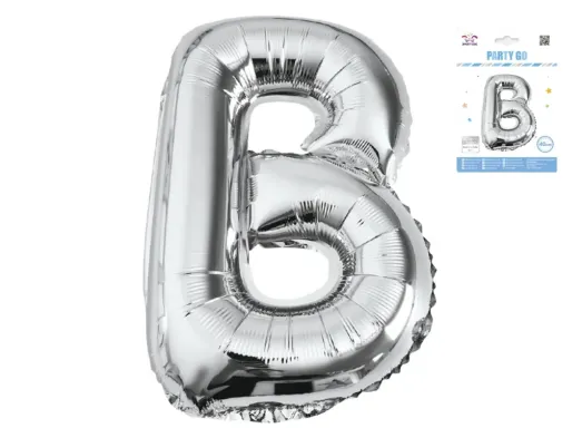 Куля фольгована літера B Party Go 40 см, самотримаюча форма, срібна