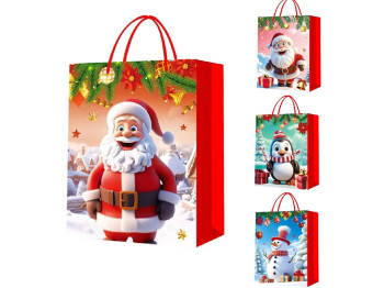 Пакет новогодний бумажный M Santa&Co 3D 26х32х12см, R96901-M