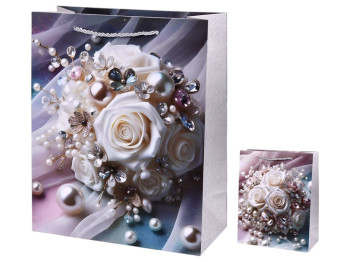 Пакет подарочный бумажный S "Pearl roses" 18х23х10см, R33495-S