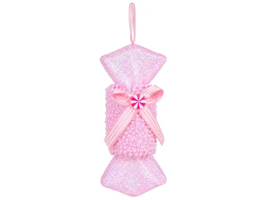 Новогодняя игрушка-подвеска Конфета, 20×9 см, розовая