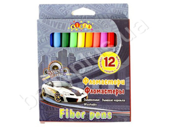 Набір фломастерів 12 кольорів, STREET RACING, KIDIS 13315