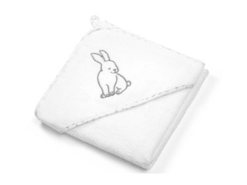 Рушник велюровий з капюшоном білий Кролик 76х76 см. BabyOno 538/01