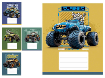 Зошит у клітинку Classic Offroad, 12 аркушів, 5 видів (ціна за 1шт), Школярик