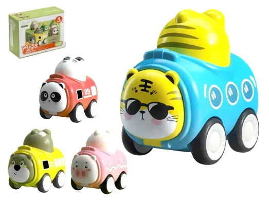 Набор инерционных машинок Animal Car 4 шт, 10 см