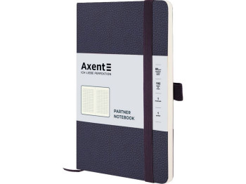 Записная книжка в клетку Partner Soft Skin A5-, 96 листов, гибкая синяя обложка, Axent