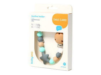 Тримач для пустушки з застібкою Natural nursing бірюзово з коричневим. BabyOno 719/01