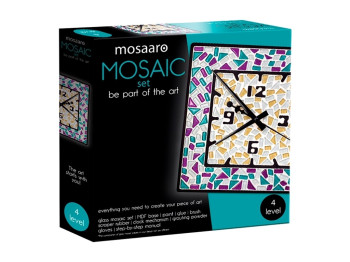 Мозаїка скляна Годинник квадратний, викладання, Mosaaaro