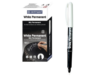 Маркер перманентний білий 1–2 мм Permanent White, для стійких написів, Centropen