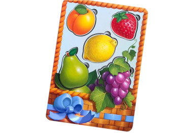 Пазл-вкладиш дерев’яний більше-менше Кошик із фруктами-2, 23×16 см, Ubumblesbees