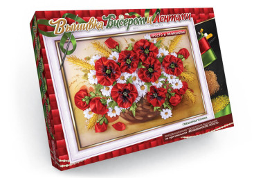 Набор для творчества Вышивка бисером и лентами Маки с ромашкой, Danko Toys
