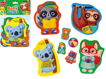 Пазли максі картонні з грою Малюк Зможе, тварини, іграшки, Vladi Toys