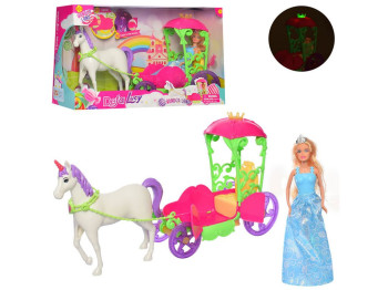 Игровой набор карета с лошадью и куклой Defa Lucy 8423, 30 см, свет и музыка
