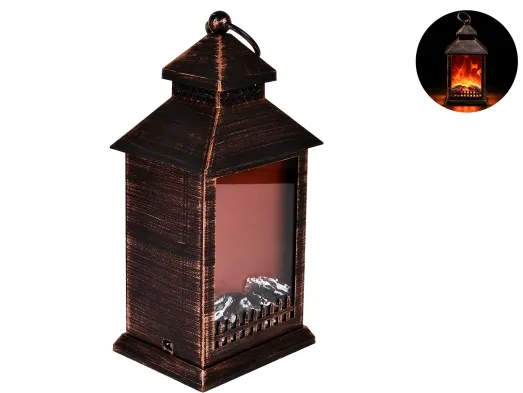Лампа-лiхтар декоративна "Камiн" з LED підсвічуванням USB 15*12*30см (без батарейок) R96489