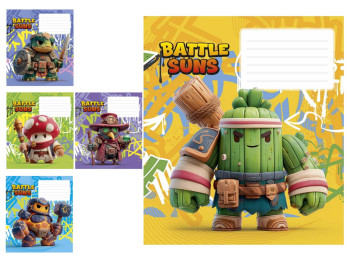 Зошит шкільний у клітинку  Battle Suns, 12 аркушів, Школярик 012-3757K