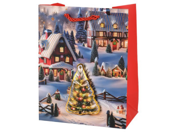 Пакет новогодний бумажный S Winter evening 3D 18х23х10см, R96607-S