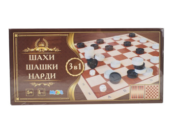 Набір настільний 3в1 шахи шашки нарди M.Toys S0003, 30 см, двостороннє поле