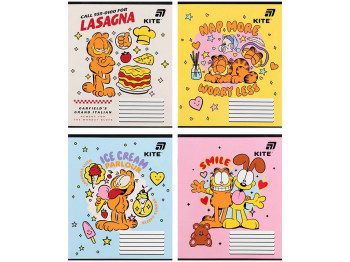 Тетрадь в косу линию Garfield Kite GF26-235, 12 листов, микс видов, цена за 1 шт