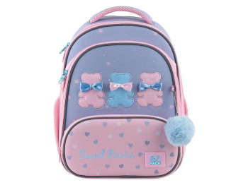 Рюкзак шкільний Lovely Bears каркасний з ортопедичною спинкою, м’яким брелоком, об’єм 12.5