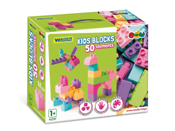 Kids Blocks конструктор рожевий. 50 деталей. Wader 41297