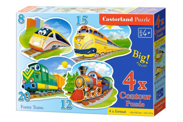Пазлы Забавные паровозики, 8,12,15 и 20 элементов, Castorland