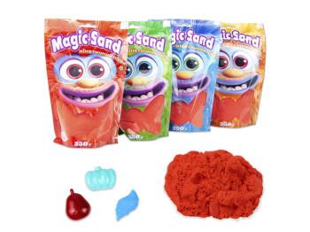 Кинетический песок Magic Sand красный в пакете, 350 г, для лепки, Strateg