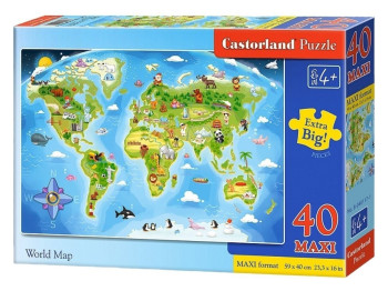 Пазли Карта світу, 40 елементів, Castorland В-040117