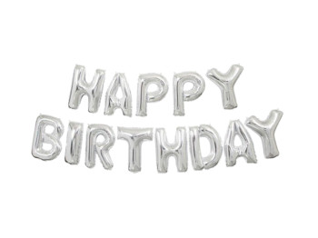 Набір фольгованих повітряних кульок срібних Happy Birthday. MegaZayka 2001