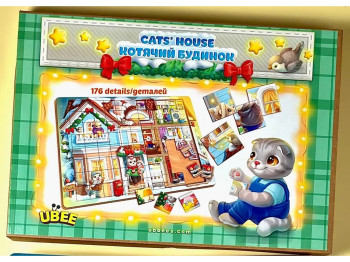 Пазл-вкладиш дерев’яний Котячий будинок 176 деталей, Ubumblesbees