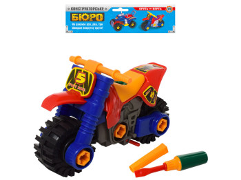 Конструктор на шурупах Мотоцикл 20 см 876, з викруткою, BabyToys
