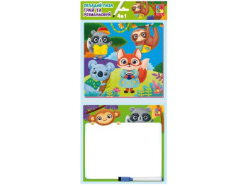 Игра настольная "Набор 4 в 1 Зверюшки", украинском, 3+, Vladi Toys