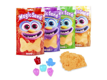 Кинетический песок Magic Sand оранжевый в пакете, 1 кг, для лепки, Strateg