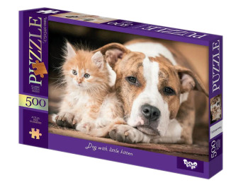 Пазлы Dog with little kitten, 500 элементов, Danko Toys