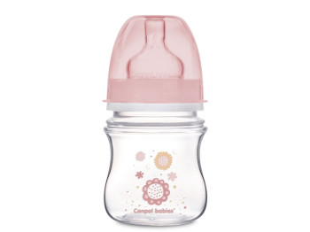 Пляшка з широким отвором антиколікова Easystart - Newborn baby 120 мл рожеві квіти. Canpol Babies 35