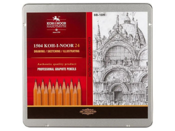 Олівці чорнографітні 8В-10Н 24 шт. Koh-i-Noor 1504