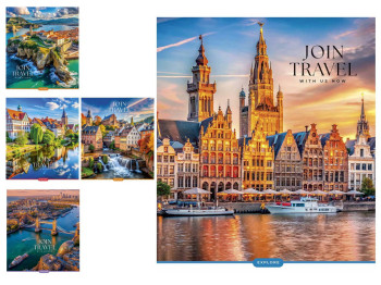 Зошит у лінію 096-3680L Join Travel 96 аркушів, УФ-лак, 5 видів (ціна за 1шт), Школярик