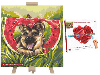 Набор для творчества Картина по номерам Собака с арбузом 40X40 см, Danko Toys