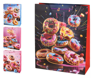Пакет подарунковий паперовий M Donuts 26х32х10см, R34779-M