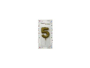 Свеча для торта цифра "5", с глитером 10473
