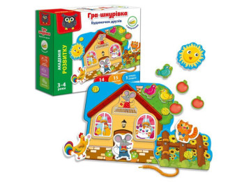Игра-шнуровка с липучками Домик друзей, Vladi Toys