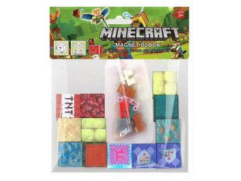 Магнітний конструктор Minecraft, 12 магнітних блоків і мініфігурка