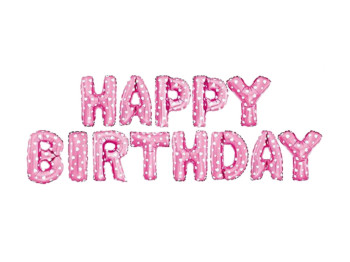 Набір фольгованих повітряних кульок розових Happy Birthday. MegaZayka 2001